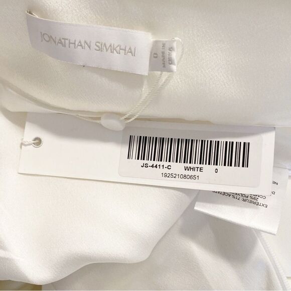 Jonathan Simkhai Core Collection Signature Ariah White Wide Leg Pant w/ Slits - Picture 6 of 8